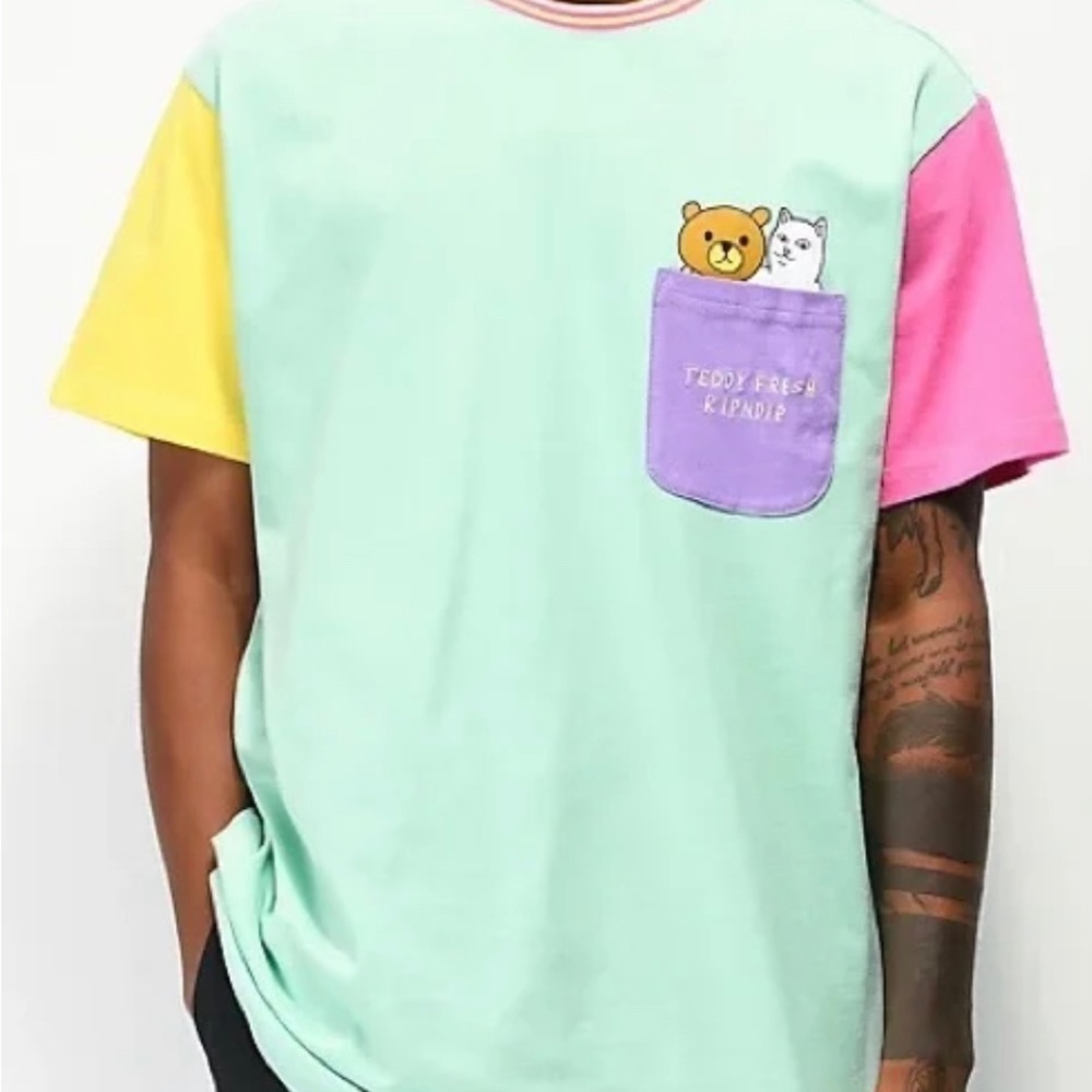TEDDY FRESH X RIPNDIP color block tee  collab mens size medium